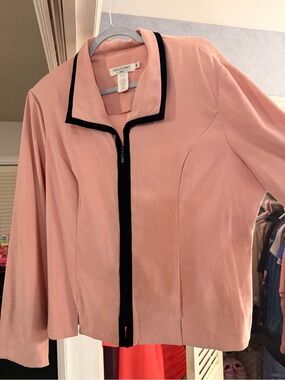Miss Dorby Pink Zip-Front Jacket with Black Trim